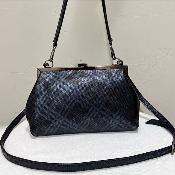 Plaid Print Genuine Deer-hide Leather Purse/Push Lock Metal
Frame Shoulder Bag - Picture 1 of 16